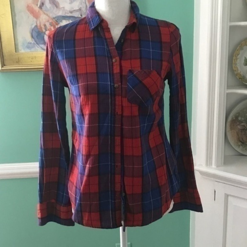 Merona Plaid Long Sleeve Flannel Shirt Size XS